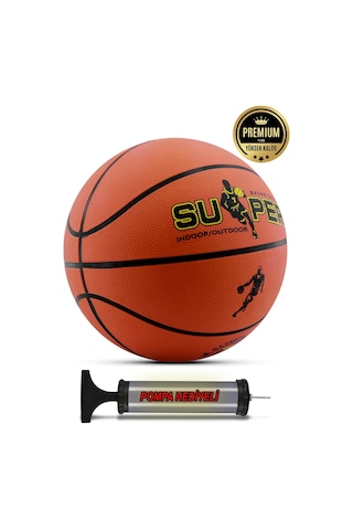 Basketbol Topu Iç Dış Mekan Pompa 7 Numara Turuncu Super Top Genç Yetişkin Çocuk