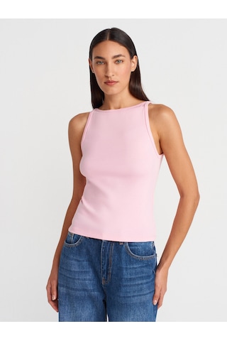 Dilvin 21048 Halter Yaka Top-toz Pembe Toz Pembe