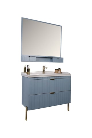Kobos Noble 100 Cm Banyo Dolabı Seti Light Blue Mavi