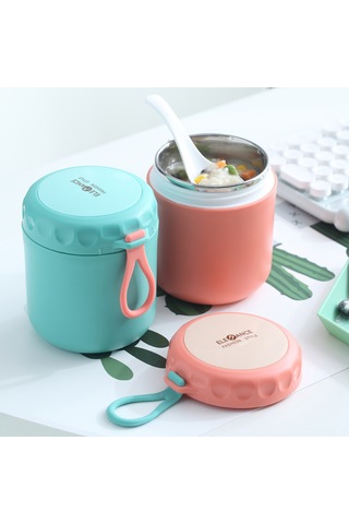 Hangfox 304 Çelik Isı Saklama Çorba Kavanozu, Leak-proof Kapaklı, Geniş Açık, Taşıma Koluyla, 400-500ml, Ev/ofis/kamp Kullanıma Uygun Yeşil