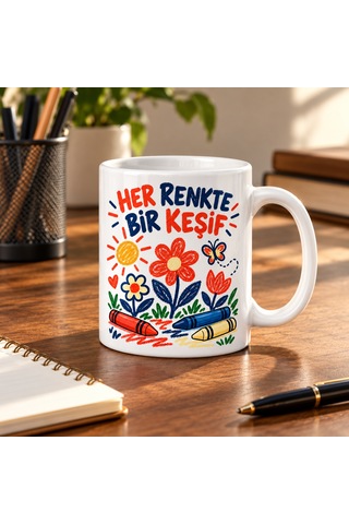 Bezos Minik Eller Tasarımlı Porselen Kupa - Model 881 Krt