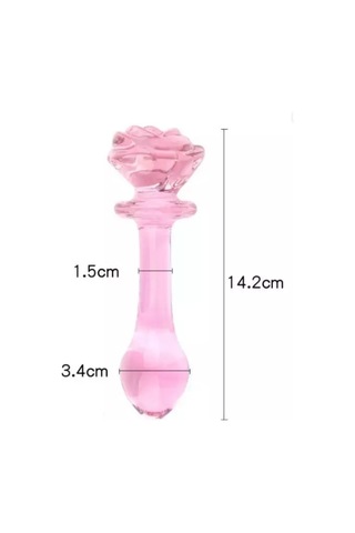 Red Fox Pembe Kristal Cam Anal Plug Yapay Penis 14 Cm