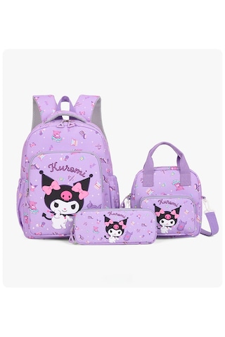Snapbuy 3'lü Okul Seti: Sırt Çantası, Beslenme Çantası Ve Kalem Kutusu Kuromi Mor