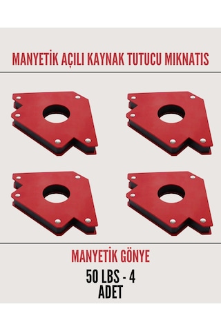 4 Adet Mıknatıslı Manyetik Gönye Kaynak Tutucu 50 Lbs Orta Boy Mıknatıs Set