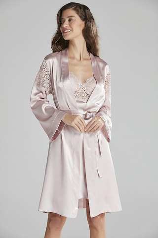 Pierre Cardin 6955 Çeyiz İpek Saten 6 Lı Sabahlık Pijama Gecelik Takımı Pudra