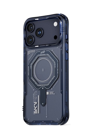 Apple Uyumlu iPhone 17 Pro  Kılıf Skinarma M-safe Şarj Özellikli Airbag Tasarımlı Magma Kapak Mavi Mavi