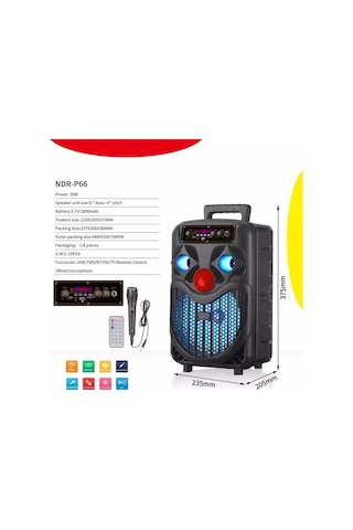 Mikrofonlu Bluetooth Speaker Led Işıklı Karaoke Hoparlör Sd Kart Usb Aux Büyük Boy Hoparlör