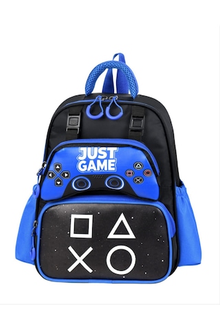 Game Over Just Game Baskılı Lüx Anaokulu Çanta Ve Kalemlik Seti Lacivert