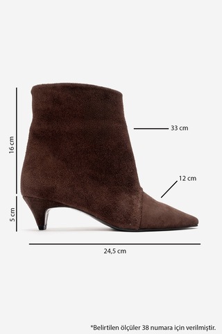 Luvishoes Amara Kahverengi Süet Hakiki Deri Kadın Kısa Topuklu Bot Kahverengi