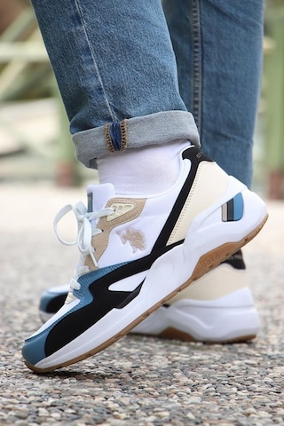 U.s. Polo Assn. Husky 4 Fx Comfort Hafif Taban Erkek Sneaker Beyaz Mavi Beyaz Mavi