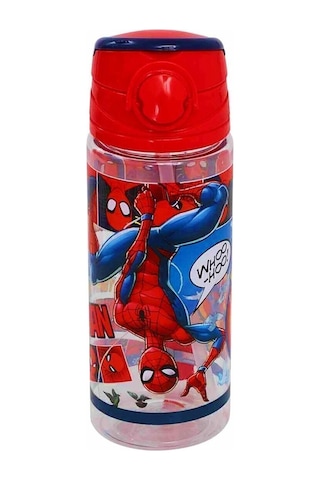 Spıderman Lisanslı Pipetli Plastik Matara 500 Ml Kırmızı Otto-42529 Şeffaf