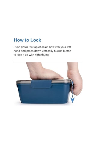 Ulzyvf Bölmeli Salata Kabı Mavi 2000ml Öğle Yemeği Mavi
