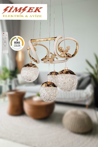 Led Avize 45-50m2 Alanı Aydınlarıt Modern Tasarım Altın