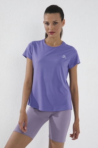 Eflatun Basic Kısa Kol Standart Kalıp O Yaka Kadın T-shirt - 97144 Eflatun