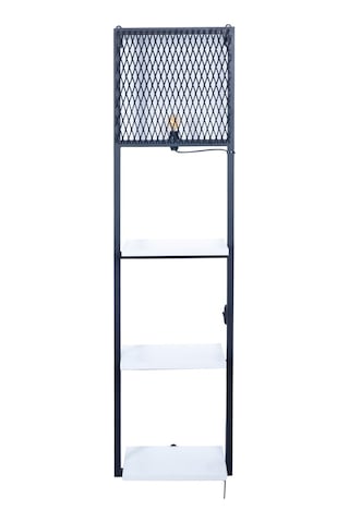 Kitaplıklı Aplik Duvar Rafı Ve Lambader Beyaz Raflı Beyaz