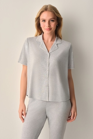 Suwen Hilary Gömlek Yaka Pijama Takımı Sh26628660b051 Gri Melanj