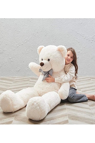 Papyonlu 180-190 Cm Dev Boy Sevimli Peluş Koca Ayı - Sevgiliye Eşe - Arkadaşa Özel Hediye Beyaz