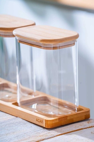 Acar Malibu Bambu Standlı 3lü Boroslikat Cam Baharatlık Seti Lnd-07583 Bambu