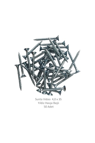 Sunta Vidası, 4,0 X 35 Mm, 50 Adet, Yhb Vida 4 x 35