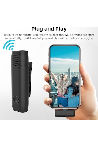 Lemestar Akıllı Gürültü Azaltmalı, Tip-c Bağlantılı Kablosuz Yaka Mikrofonu - M10 2.4ghz, Canlı Yayın İçin, Siyah