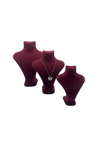 Yerli Üretim Süet Kumaş Bordo Renk Üç Boy Takı Mankeni Çok Renkli