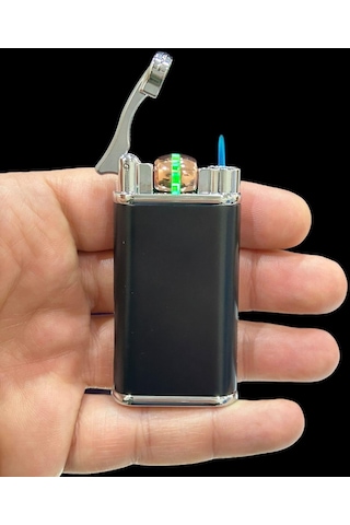 Siyah Düğmeli Pürmüzlü Gazlı Çakmak 109439 Siyah