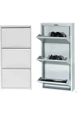 3Lü Metal Ayakkabılık Beyaz (455652407) Beyaz