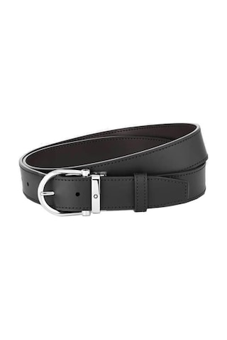 Montblanc Horseshoe Buckle 35 Mm Reversible Deri Kemer 128783 Siyah