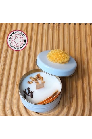 Uretti - Ayşe 7362 0535 El Yapımı Bitkisel Kokulu Metal Kutuda Mum - 3 X 7 Cm Beyaz