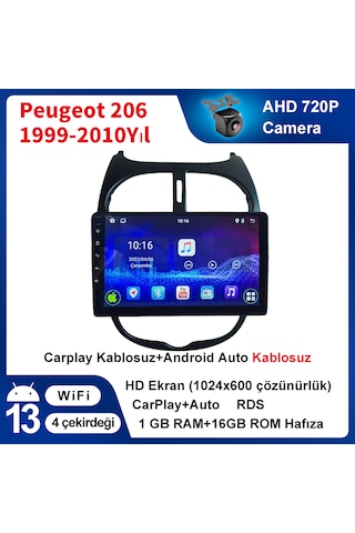 Peugeot 206 1999-2010yıl 1gb Ram 16gb Rom Carplay Multimedya
