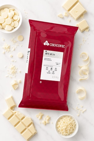 Chocovic Beyaz Kuvertür Blok Çikolata 2,5 Kg