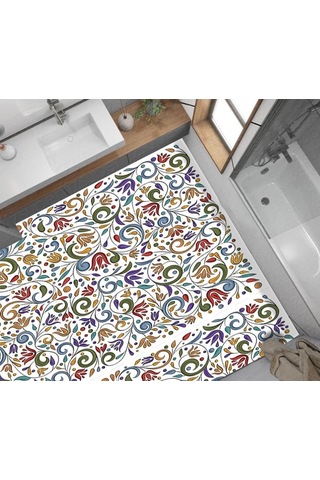 Kaplama Zemin Kaplama Folyosu 65x130 Cm Soyut Çiçek