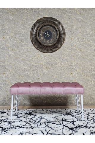 Zafir Beyaz Boyalı Tel Ayaklı 90 Cm Puf Bench - Puf - Bench - Kasalı Oturak - Oturak - Yatak Ucu Puf Pembe