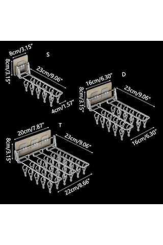 Ganzhoushop Duvara Monte Çorap Klipsi Paslanmaz Çelik Katlanır Elbise Askısı Rafı Yerden Tasarruf Sağlayan Rüzgar Geçirmez Kurutma Rafı Balkon Depolama Çift Sıra Çok Renkli
