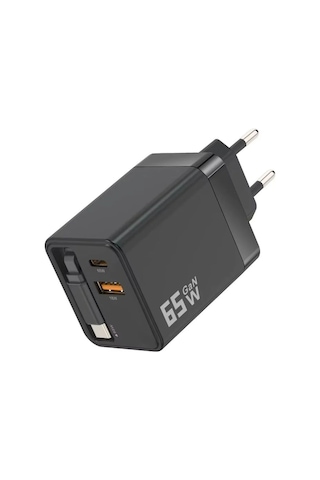 65w Süper Hızlı Şarj Cihazı Dahili Type-c Kablo Usb-c & Usb-a Çıkış Çoklu Cihaz Desteği Belirtilmemis