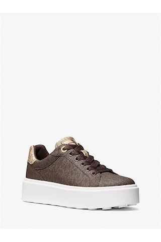 Michael Kors Romey Metallic Two-tone Signature Logo Platform Sneaker Kahve Rengi