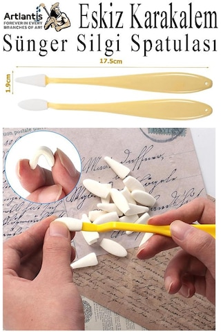 Sünger Silgi Spatulası 1 Paket Eskiz Karakalem Karıştırıcı Sünger Silici Spatula Eskiz Sileceği