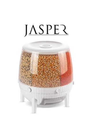 Jasper 360° Dönebilen 6 Bölmeli Kuru Gıda ve Bakliyat Organizeri