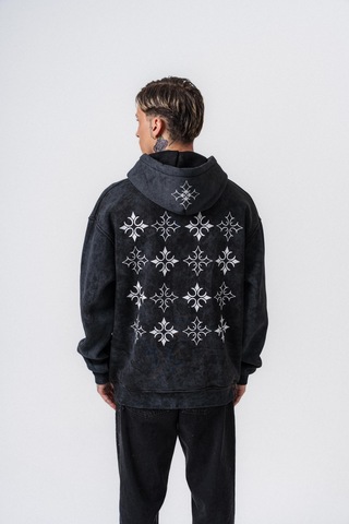 Respire Erkek Muse Baskılı Yıkamalı Kapüşonlu Oversize Hoodie Siyah