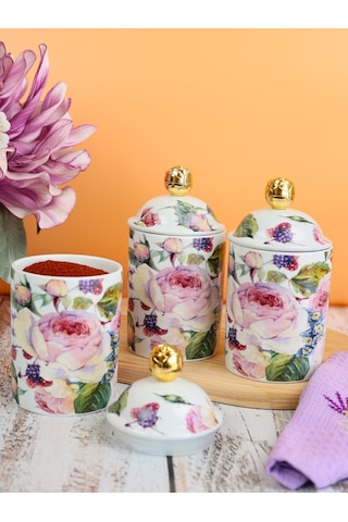 Miss Betty Porselen 3lü Küçük Baharat Takımı Rose Deluxe Miss-16895-25 Çok Renkli