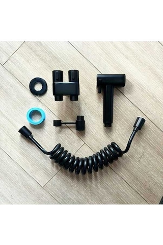 Fastbuy Dream011 Siyah Mat Tuvalet El Tipi Bide Seti 78 Inç Uzatma Hortumu Cift Kontrollü Valf Kendinden Temizlemeli Duş Başl Mat Siyah