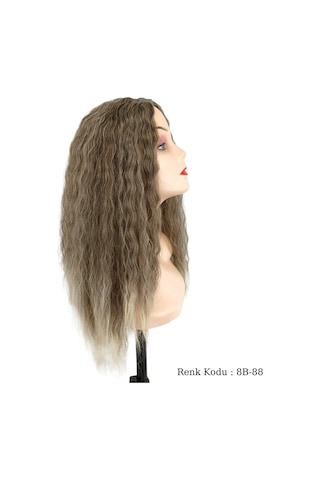 Afro Su  Dalgası Peruk Fiber Sentetik Küllü Kumral Koyu Platin Ombre