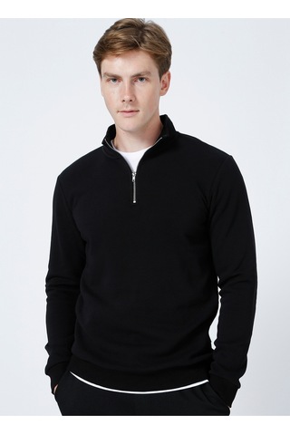 Only & Sons Ceres Half Zip Erkek Siyah Yarım Fermuar Sweatshirt 22019055-02