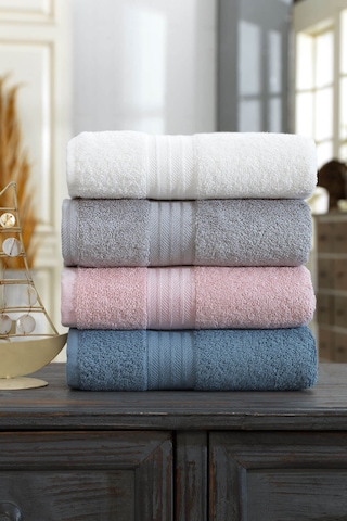 4 Lü El Yüz Havlu Seti %100 Pamuklu 50x85 Cm Mabel Koyu Mavi