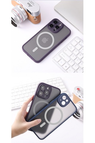 Rock Apple Uyumlu iPhone 14 Plus Anti-drop Lens Korumalı Magsafe Kılıf Mavi Mavi