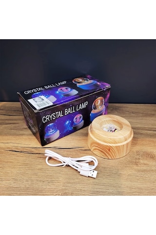 Dolunay Tasarımlı Dönen Cam Küre Renkli