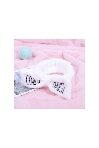 Fiyonklu Omg Mercan Peluş Saç Bandı Bandana Beyaz