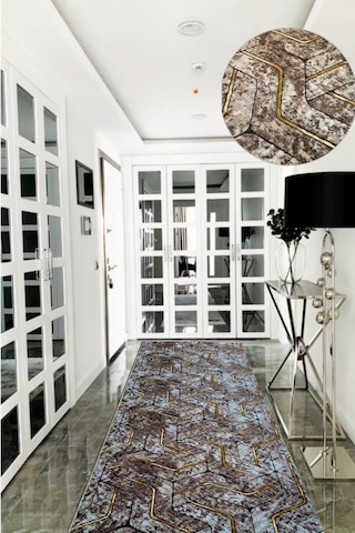 Gold Kahve Kaymaz Tabanlı Kesme Yolluk Koridor Mutfak Salon Halısı-6001KH