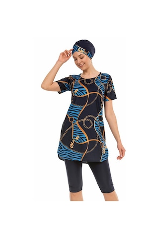 Kısa Kol Taytlı Yarı Kapalı Mayo 210-514 Lacivert Lacivert