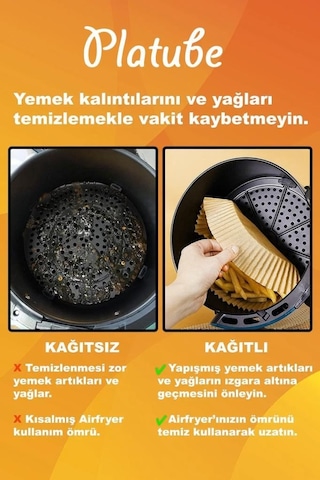 Pisirme Kagidi 50 Adet Airfryer Yagli Kagit Xiaomi Philips Air Fryer Tüm Markalara Uyumlu Kare